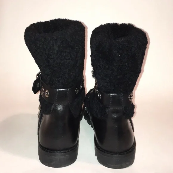 Marc by Marc Jacobs Black Studded Shearling Boots - Women’s 8.5 - Picture 3 of 8